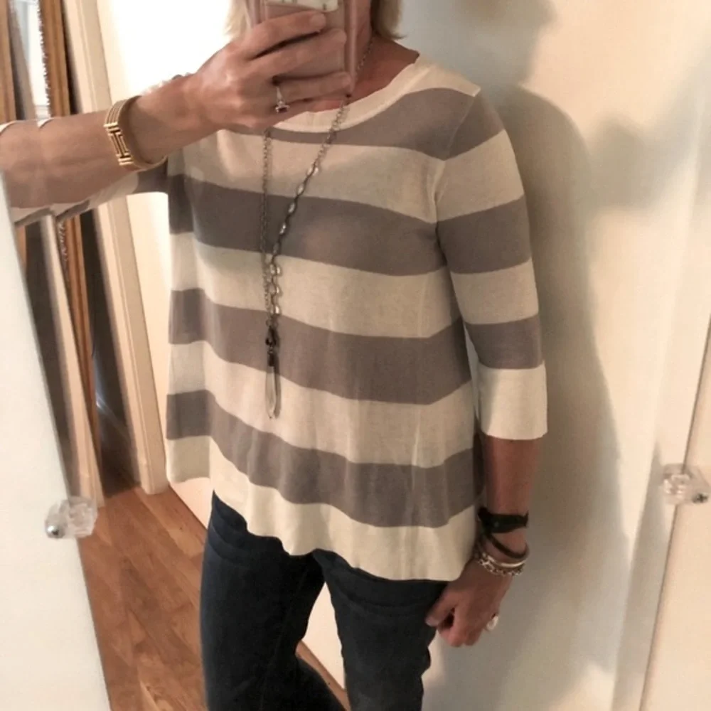 J. Crew Swingtime Striped Silk/Linen Pullover